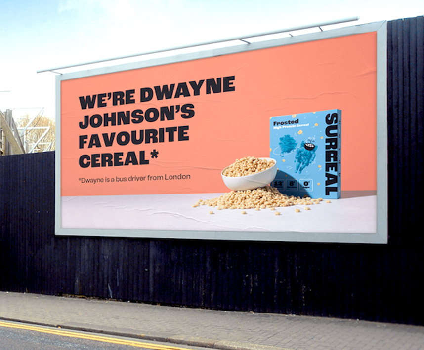 Surreal Cereals Dwayne Johnson brand recognition ad